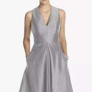 Alfred Sung Pleated Skirt Dupioni Dress with Pockets